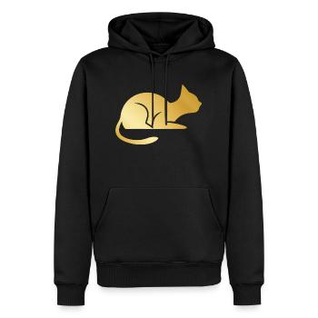 Chat en or minimalist - Sweat à capuche Premium bio Homme - noir - Devant - Nico (187cm)