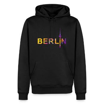 Berlin mit Fernsehturm - Männer Premium Bio Hoodie - Schwarz - Vorne - Nico (187cm)