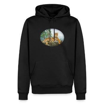Tigre avec progéniture - petit - mignon - famille - Sweat à capuche Premium bio Homme - noir - Devant - Nico (187cm)