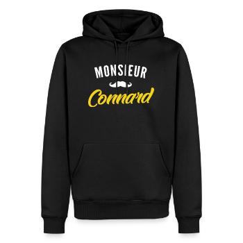 monsieur connard / citations drôles - Sweat à capuche Premium bio Homme - noir - Devant - Nico (187cm)