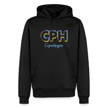 Copenhague - CPH - Copenhague - Dänemark - Danemark - Sweat à capuche Premium bio Homme - noir - Devant - Nico (187cm)