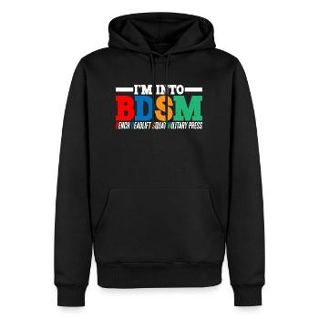 In Into BDSM Bench Squat Deadlift Military Press16 - Men’s Premium Organic Hoodie - black - Front - Nico (187cm)