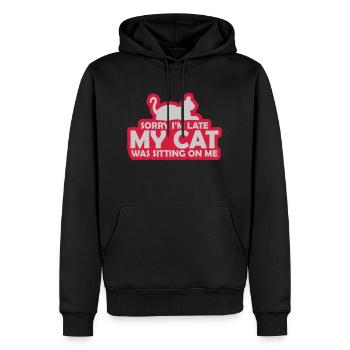 sorry cat was sitting - Männer Premium Bio Hoodie - Schwarz - Vorne - Nico (187cm)