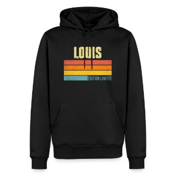 Louis édition limitée - Sweat à capuche Premium bio Homme - noir - Devant - Nico (187cm)