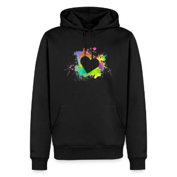 Herz Bunt - Männer Premium Bio Hoodie - Schwarz - Vorne - Nico (187cm)