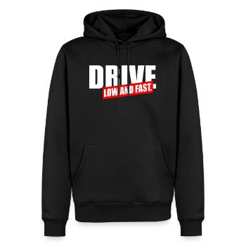 Conduisez bas et vite - Sweat à capuche Premium bio Homme - noir - Devant - Nico (187cm)