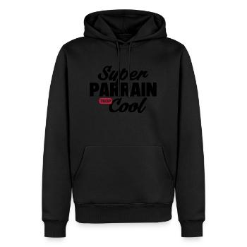 Super parrain cool / parrain ours - Sweat à capuche Premium bio Homme - noir - Devant - Nico (187cm)