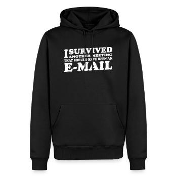I Survived Another Meeting 18 - Men’s Premium Organic Hoodie - black - Front - Nico (187cm)