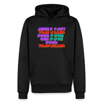 VIE ET TRAVAIL - Sweat à capuche Premium bio Homme - noir - Devant - Nico (187cm)