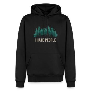 Wald Förster Spruch Je déteste les gens - Sweat à capuche Premium bio Homme - noir - Devant - Nico (187cm)