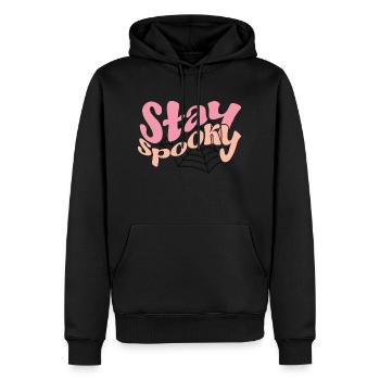 Halloween PNG PINK STAY SPOOKY WEB - Men’s Premium Organic Hoodie - black - Front - Nico (187cm)