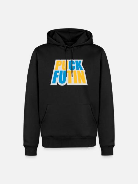 puck futin logo design - Men’s Premium Organic Hoodie - black
