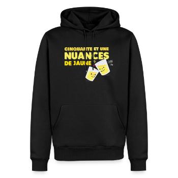 Cinquante et une nuances de jaune - Sweat à capuche Premium bio Homme - noir - Devant - Nico (187cm)