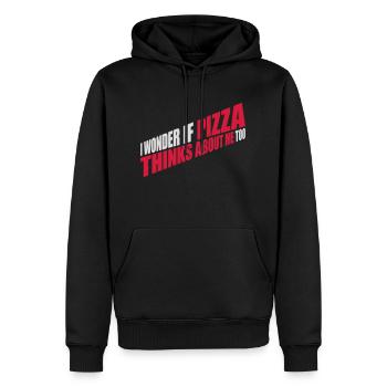 pizza thinks about me - Men’s Premium Organic Hoodie - black - Front - Nico (187cm)