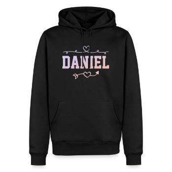 Daniel - Männer Premium Bio Hoodie - Schwarz - Vorne - Nico (187cm)