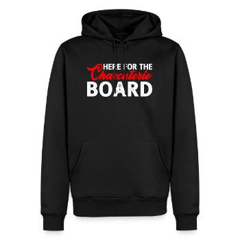 Here For The Charcuterie Board 15 - Men’s Premium Organic Hoodie - black - Front - Nico (187cm)
