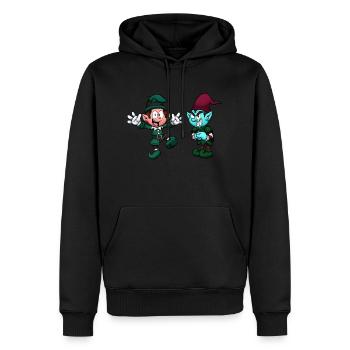 Méchant et gentil elfe de Noël - Sweat à capuche Premium bio Homme - noir - Devant - Nico (187cm)