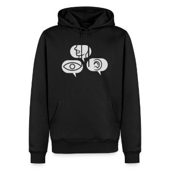 Hear See Speak Speech bubbles - Men’s Premium Organic Hoodie - black - Front - Nico (187cm)