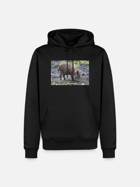 Wildschwein Sus scrofa - Männer Premium Bio Hoodie - Schwarz
