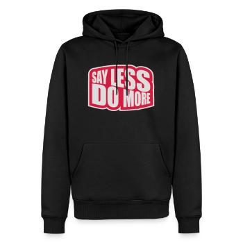 say less do more - Männer Premium Bio Hoodie - Schwarz - Vorne - Nico (187cm)