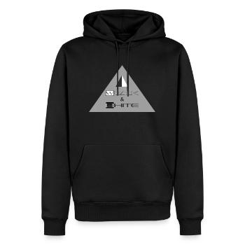 Wlack & Bhite LOGO - Männer Premium Bio Hoodie - Schwarz - Vorne - Nico (187cm)