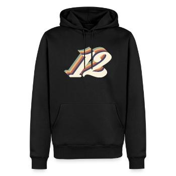 12th anniversary vintage - Men’s Premium Organic Hoodie - black - Front - Nico (187cm)