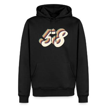 58ème anniversaire vintage - Sweat à capuche Premium bio Homme - noir - Devant - Nico (187cm)