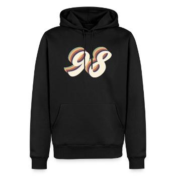 98th anniversary vintage - Men’s Premium Organic Hoodie - black - Front - Nico (187cm)
