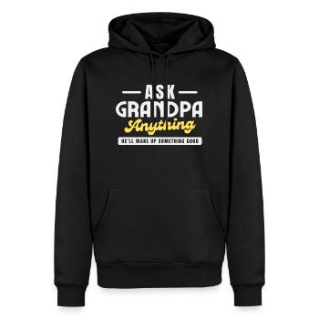 Ask Grandpa anything He´ll makeup somthing Good - Männer Premium Bio Hoodie - Schwarz - Vorne - Nico (187cm)