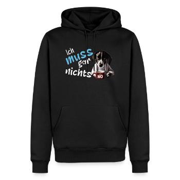 lustiger grimmiger Hund im Schlafanzug ich muss - Männer Premium Bio Hoodie - Schwarz - Vorne - Nico (187cm)