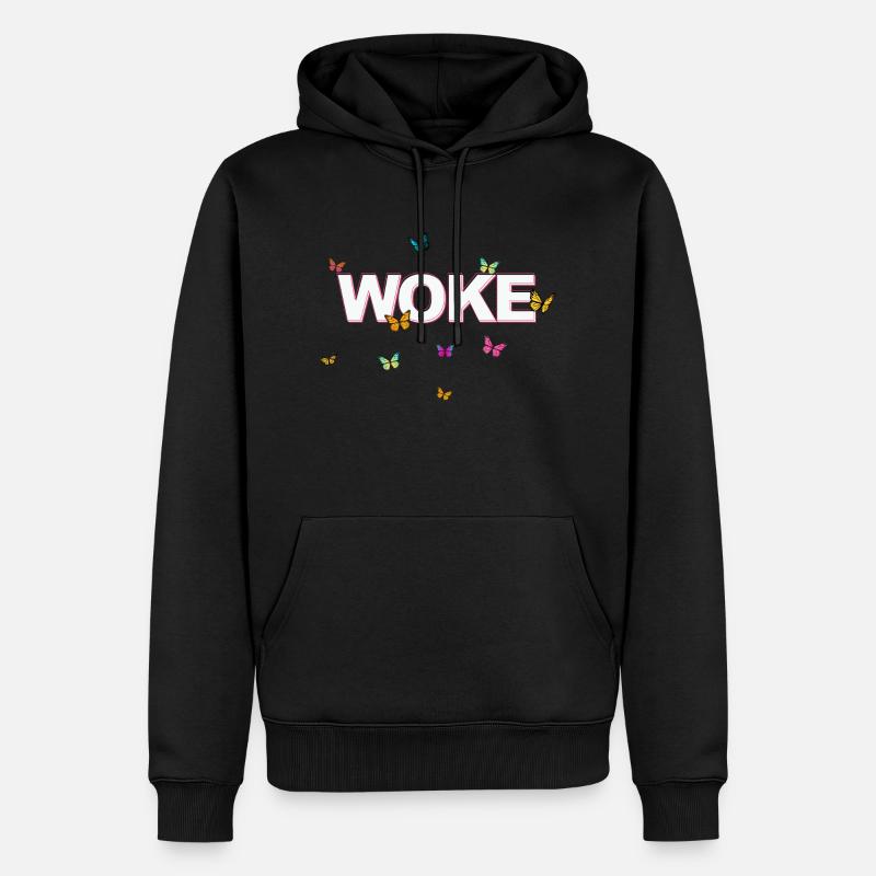 Autodérision : WOKE - Sweat à capuche Premium bio Homme - noir