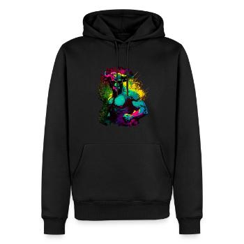 Heißer Bodybuilder Stier - Männer Premium Bio Hoodie - Schwarz - Vorne - Nico (187cm)