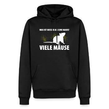 Was ist besser als eine Maus? Viele Mäuse - Männer Premium Bio Hoodie - Schwarz - Vorne - Nico (187cm)
