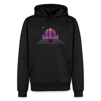 Vaporwave E-Car 80er Retro - Männer Premium Bio Hoodie - Schwarz - Vorne - Nico (187cm)