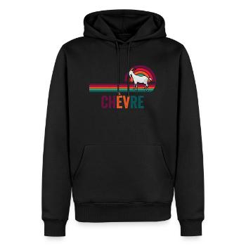 Chèvre rétro vintage cadeau agriculteur - Sweat à capuche Premium bio Homme - noir - Devant - Nico (187cm)