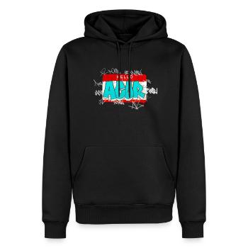 Graffiti Design - Männer Premium Bio Hoodie - Schwarz - Vorne - Nico (187cm)