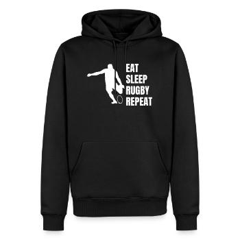 Rugby Rugbytrainer Rugbyspieler Geschenk Rugbyteam - Männer Premium Bio Hoodie - Schwarz - Vorne - Nico (187cm)