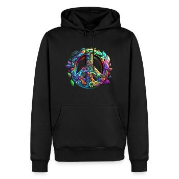 Symbole de paix, signe de paix, paix, liberté - Sweat à capuche Premium bio Homme - noir - Devant - Nico (187cm)