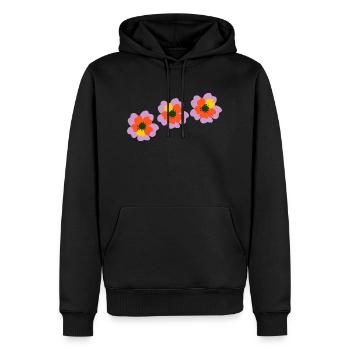 Fleurs en rose, rouge et jaune - Sweat à capuche Premium bio Homme - noir - Devant - Nico (187cm)