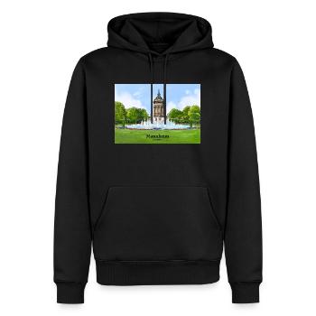 Wasserturm Mannheim Aquarell - Männer Premium Bio Hoodie - Schwarz - Vorne - Nico (187cm)
