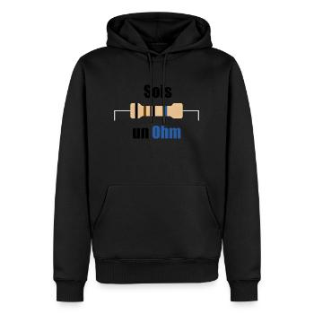 Sois un Ohm - Texte noir - Sweat à capuche Premium bio Homme - noir - Devant - Nico (187cm)
