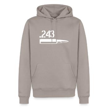 Patronen und Munition 243 Winchester - Männer Premium Bio Hoodie - Taupe - Vorne - Nico (187cm)