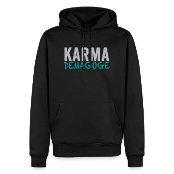 KarmaDemagoge - Männer Premium Bio Hoodie - Schwarz - Vorne - Nico (187cm)