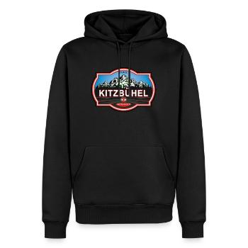 Kitzbühel, Österreich - Männer Premium Bio Hoodie - Schwarz - Vorne - Nico (187cm)