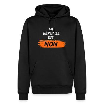 La Réponse est Non - Sweat à capuche Premium bio Homme - noir - Devant - Nico (187cm)