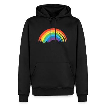 Gay Pride Parade LGBTQ+ Rainbow Flag Body Positive - Men’s Premium Organic Hoodie - black - Front - Nico (187cm)