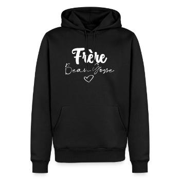 frère Beau Gosse - Sweat à capuche Premium bio Homme - noir - Devant - Nico (187cm)