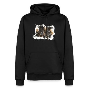 Raven - Männer Premium Bio Hoodie - Schwarz - Vorne - Nico (187cm)