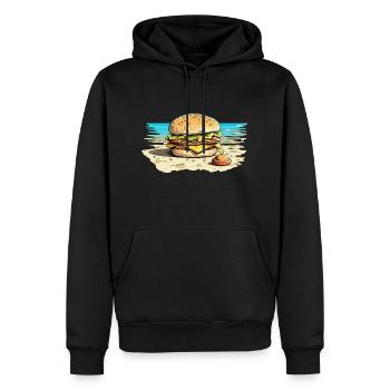 Hamburger à la plage n°2 - Sweat à capuche Premium bio Homme - noir - Devant - Nico (187cm)