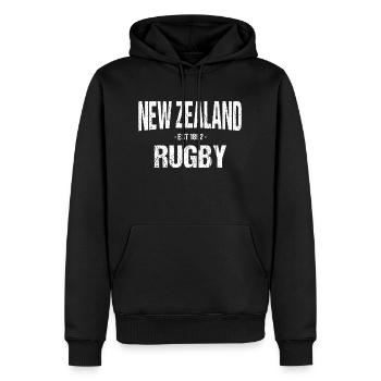 Fédération néo-zélandaise de rugby à XV - Sweat à capuche Premium bio Homme - noir - Devant - Nico (187cm)